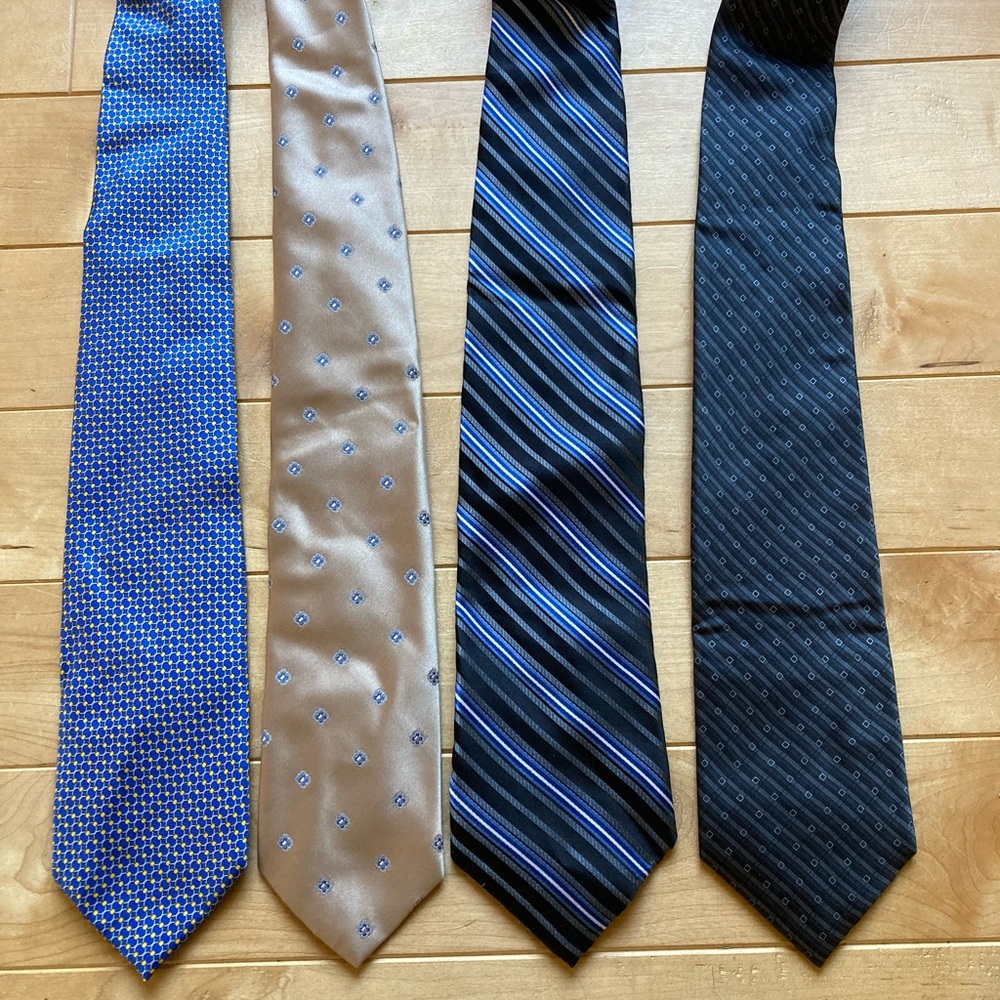 Elegant Men's Tie Set - Blue, Tan, Black